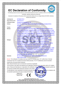 EC Declaration of Conformity (CE LVD & MD Certificate)