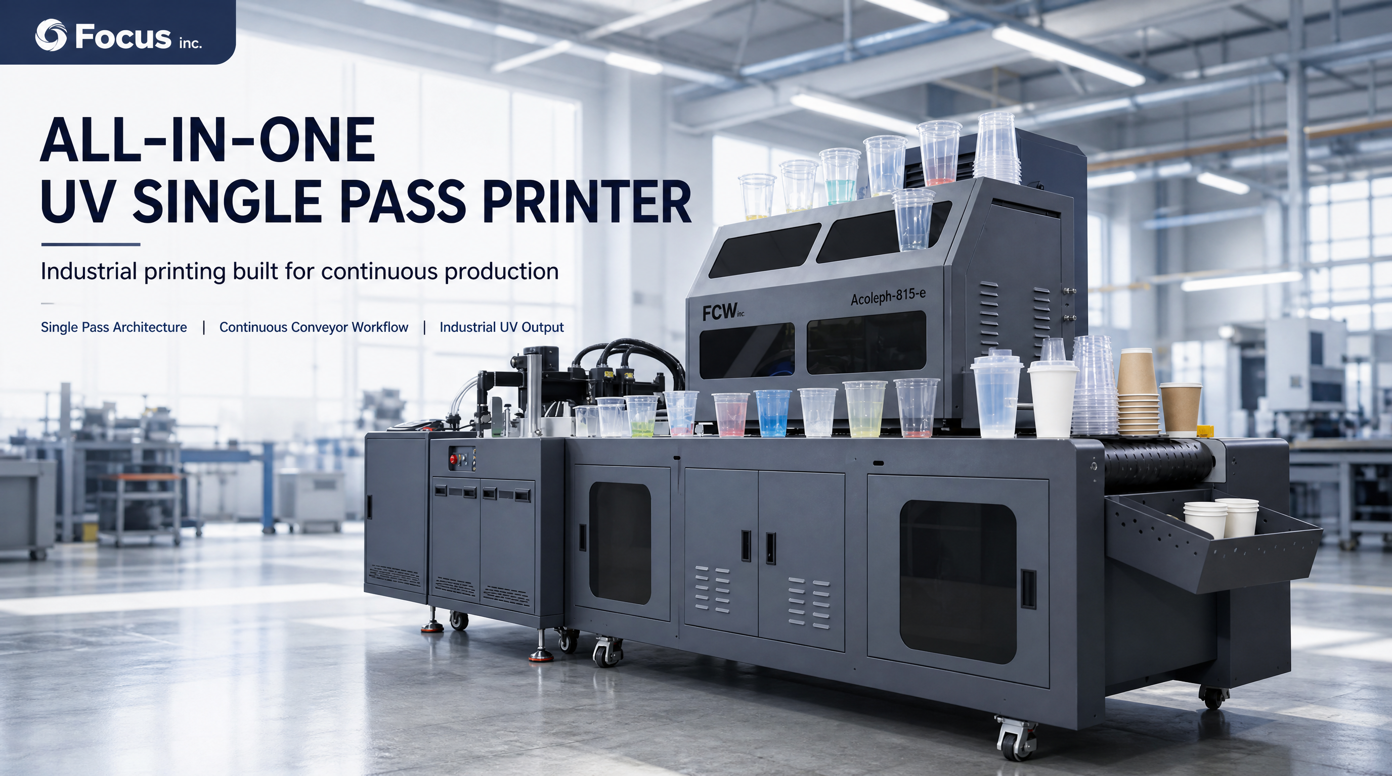 cups  container side logo fast printing machine, single pass tech