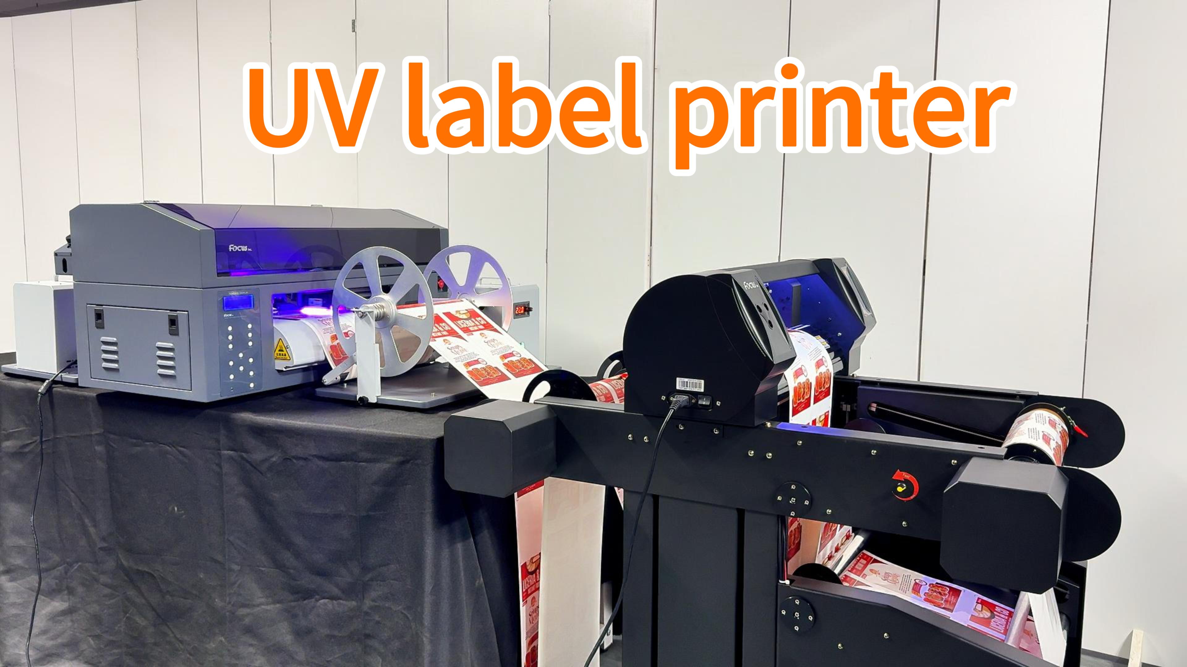 Focus inc Vesa-830A uv label printer with die cutting and sticker waste removal system