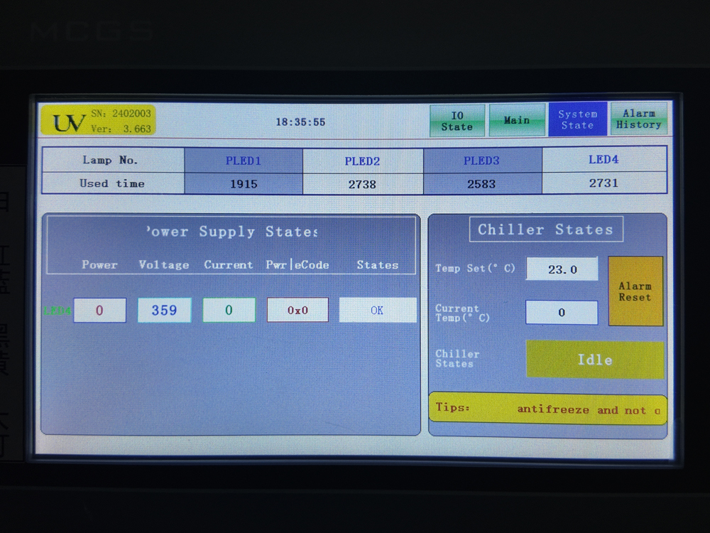 Segmented UV LED water-cooled curing technology to adapt to the rapid and complete curing of UV inks after printing on different materials.