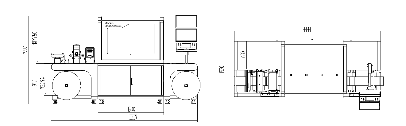 S350 Jetpress uv single pass IML printer machine working area size