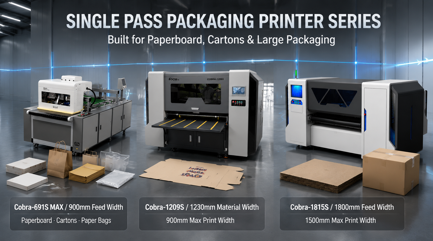 Different sizes of single pass printing machines for corrugated board – FocusInc serves both small and large manufacturers