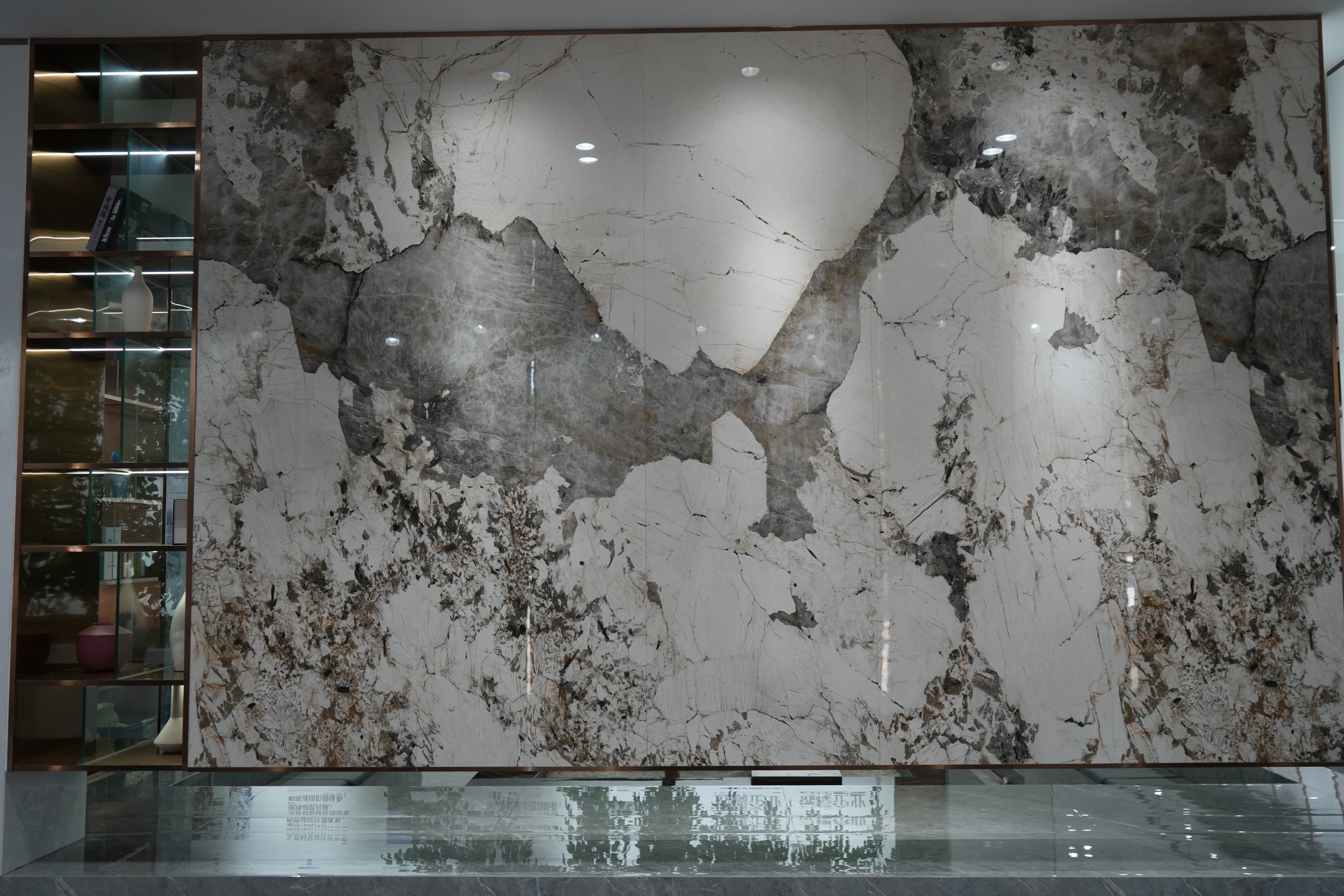 Tile feature wall in a commercial lobby