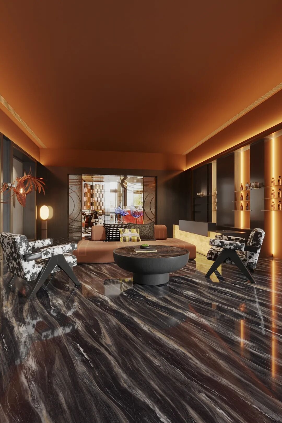 Floor tiles for the lobby – commercial project using ALL KING Ceramics