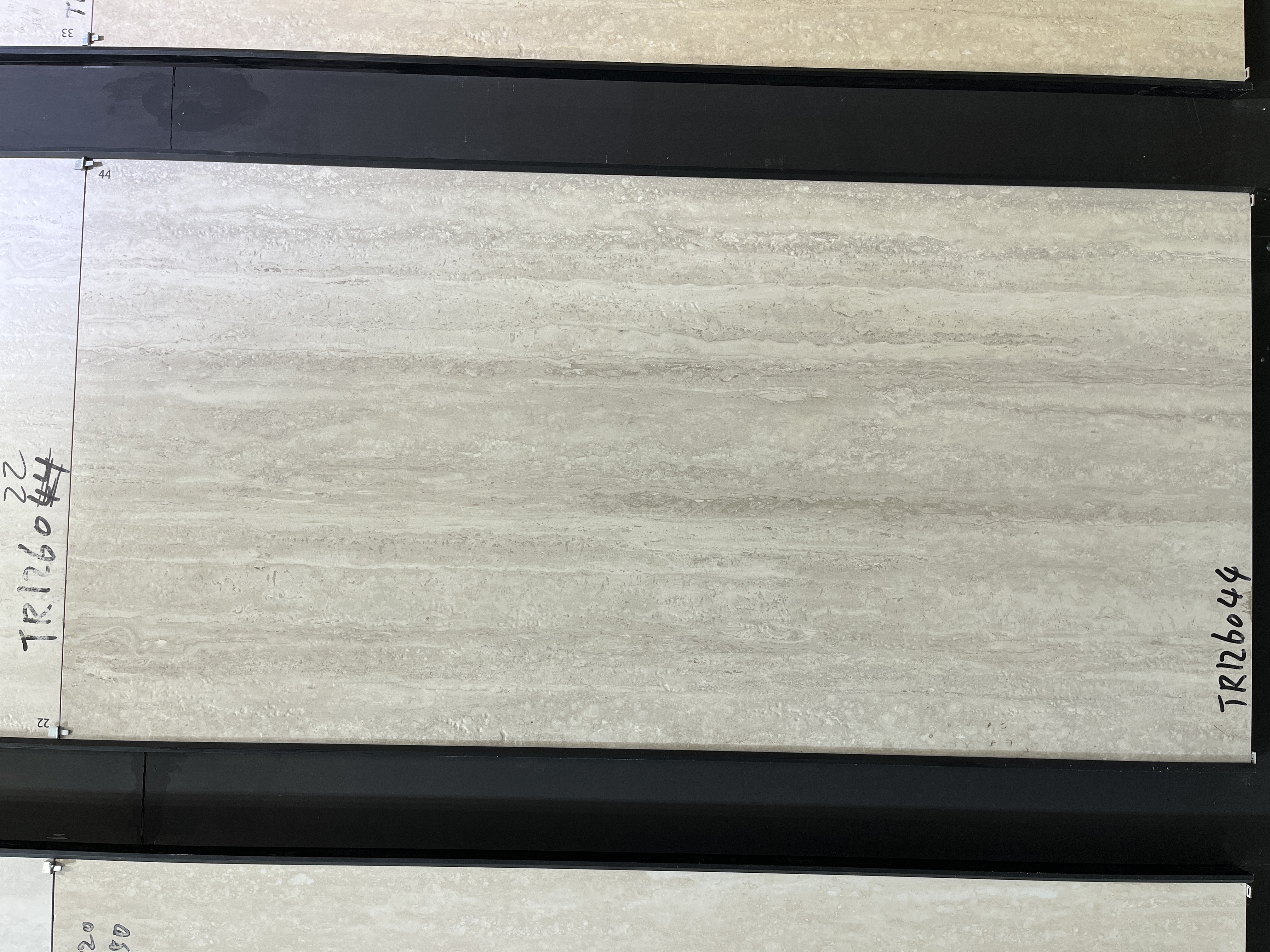 Stacked 60x120cm travertine porcelain tiles