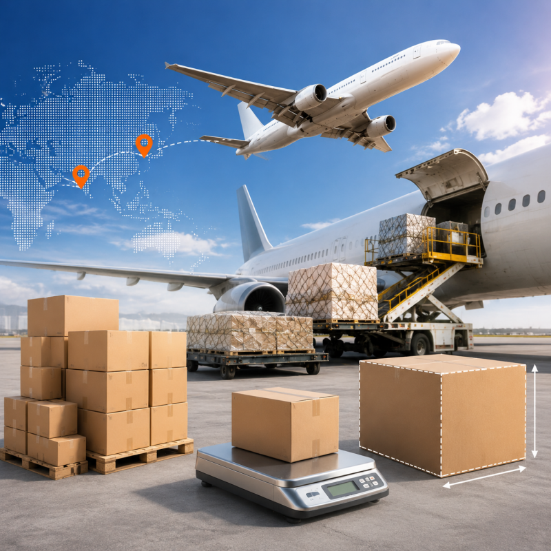 Volumetric weight calculation for chargeable weight on China to India airport-to-airport air freight