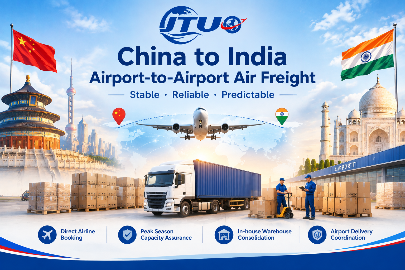 Airport-to-airport air freight model on the China to India corridor
