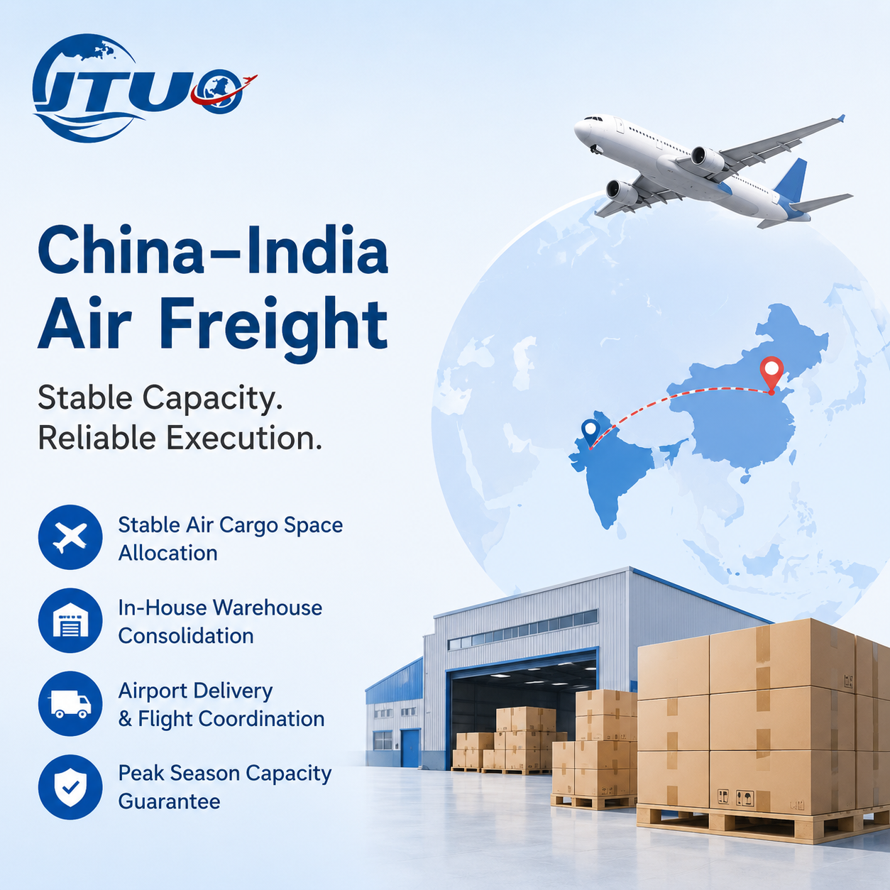 China to India air freight head haul space model