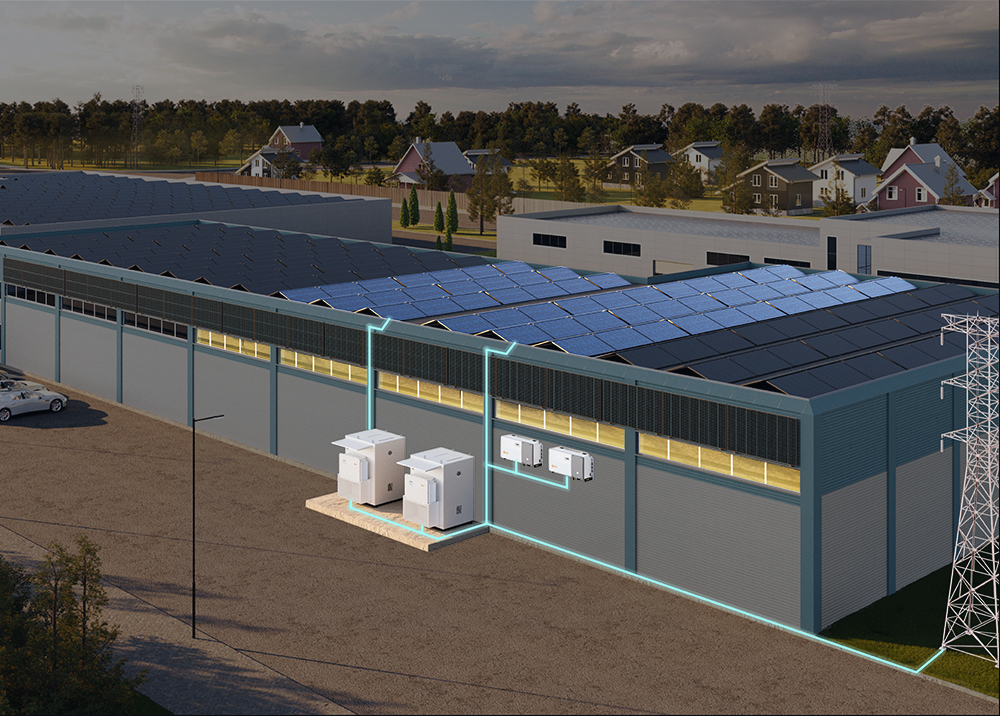 Factory photovoltaic energy storage rendering showing C&I application scenario