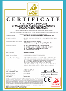 ATTESTATION CERTIFICATE OF MACHINERY AND ELECTROMAGNETIC COMPATIBILITY DIRECTIVES