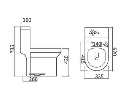 FTO-2401 one-piece siphonic toilet side view