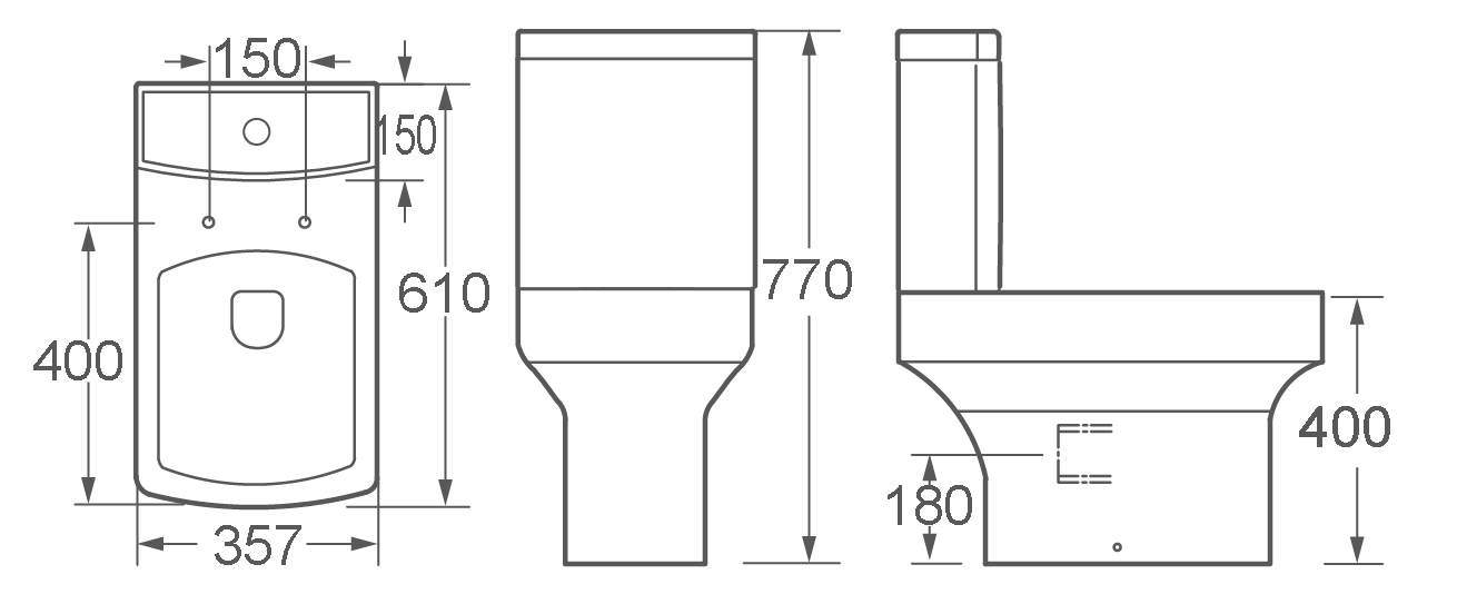FTZ-6602 two-piece toilet side view
