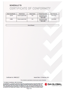 WaterMark Certificate of Conformity