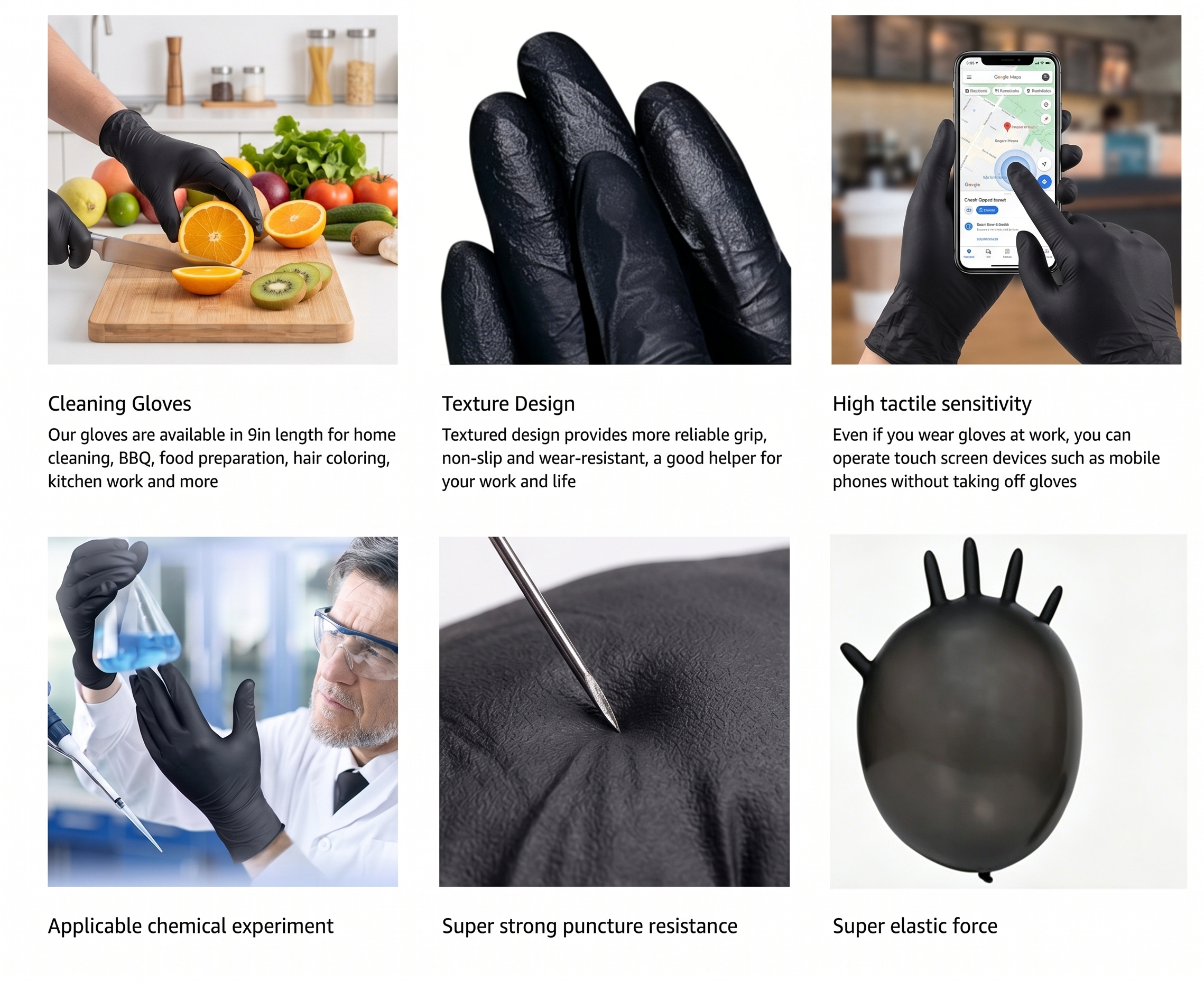 Food Grade Nitrile Gloves 5 mil gloves on hand