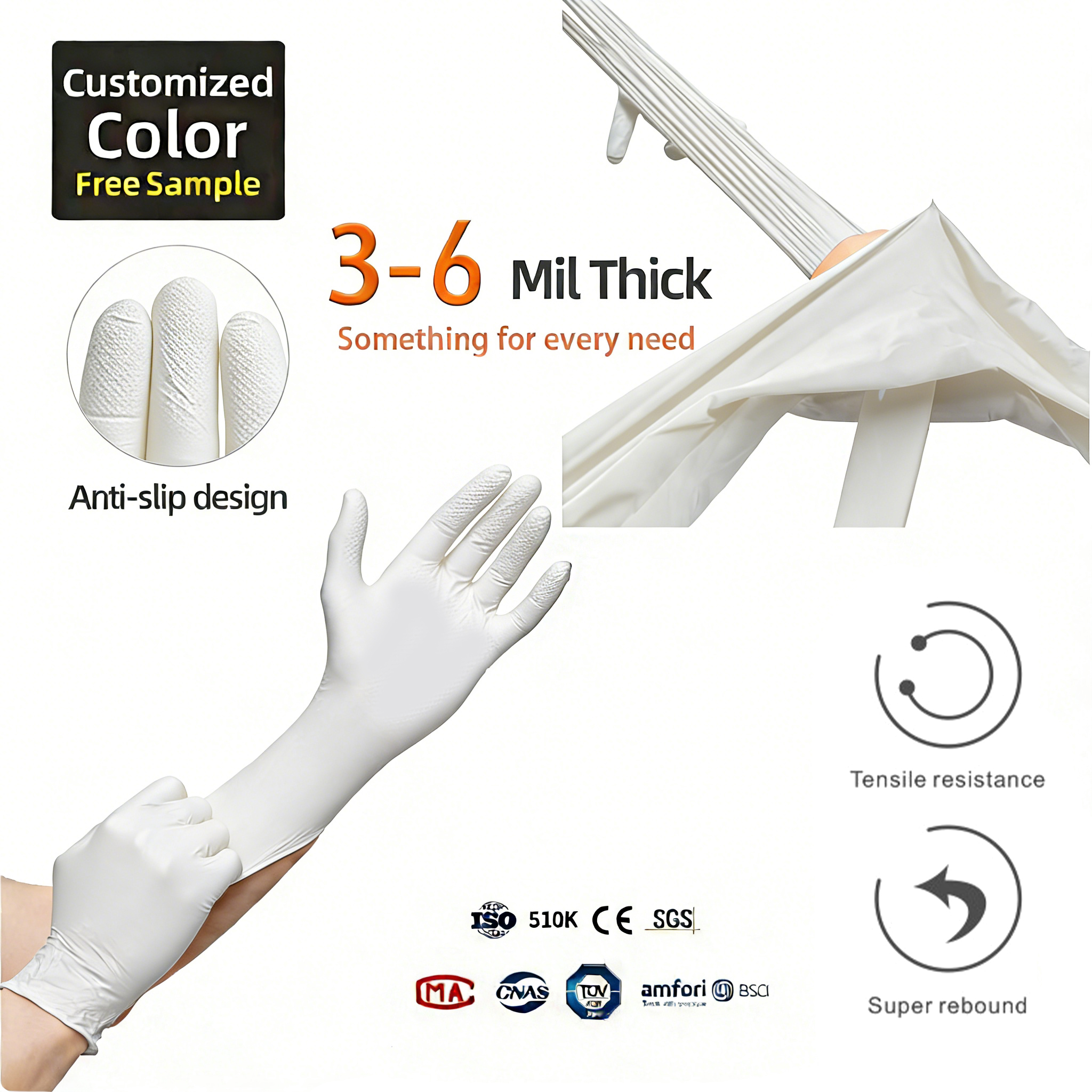 White nitrile gloves 2-pack open packaging