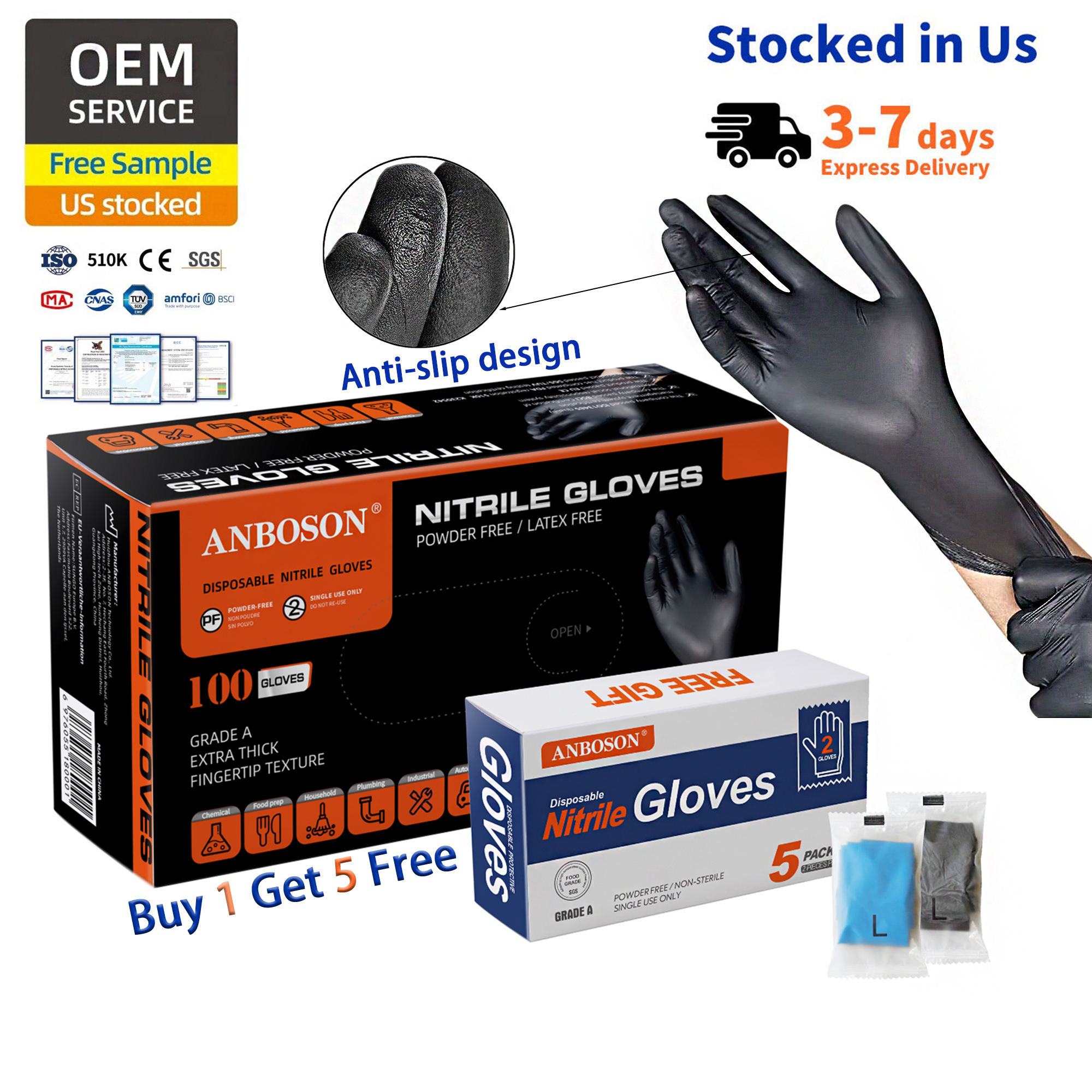 White nitrile exam gloves close-up texture