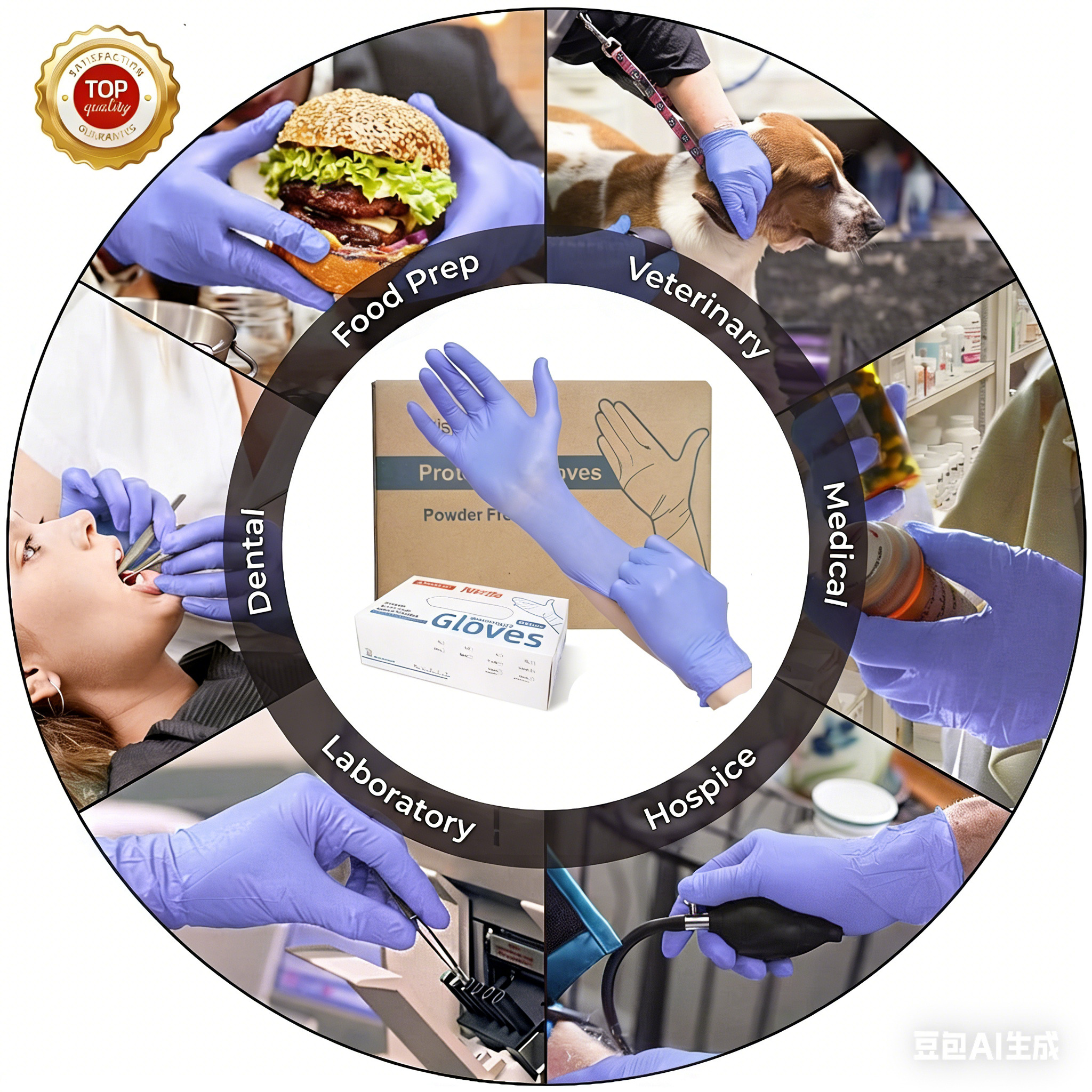 Ice Blue 3MIL Powder-Free Textured Examination Gloves