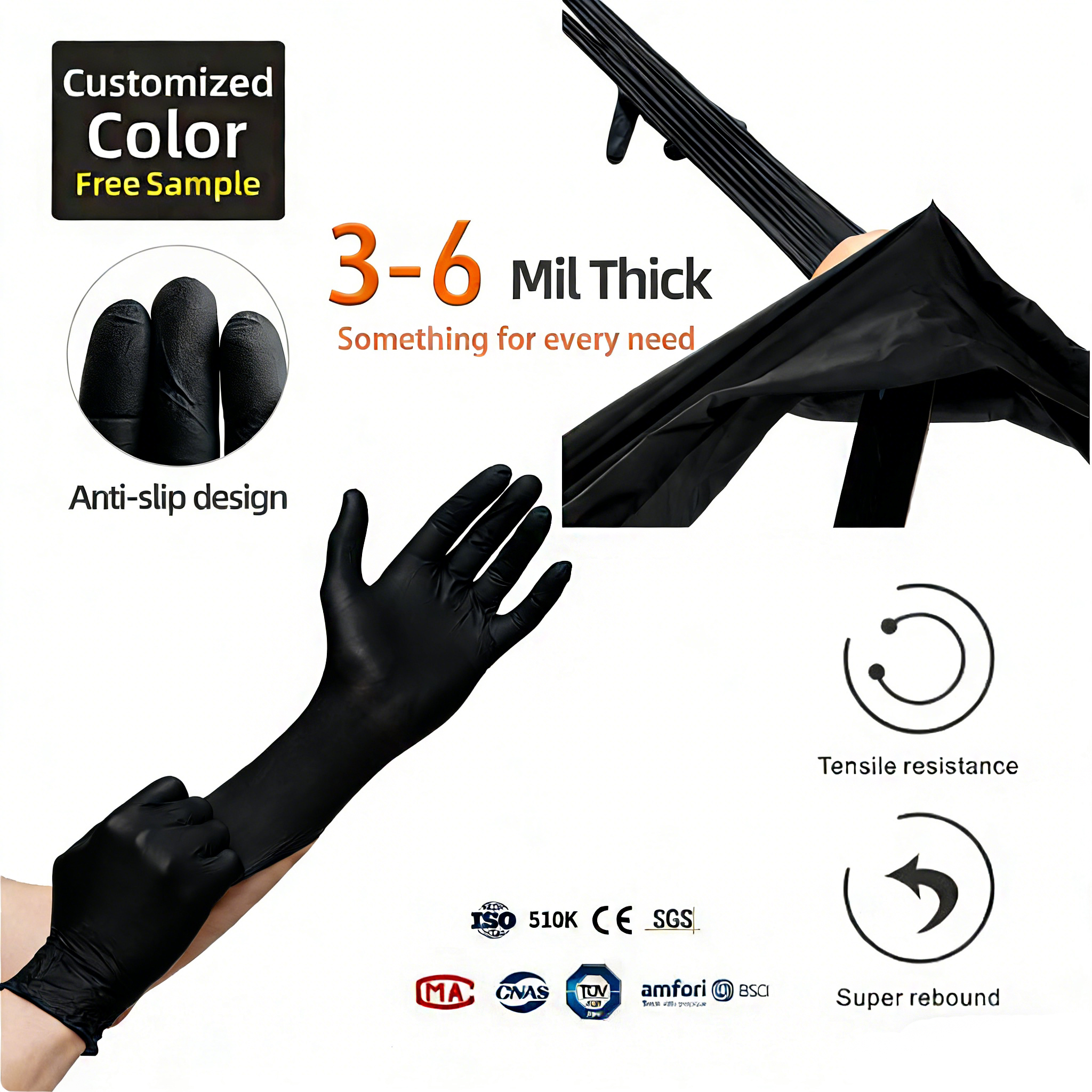 Blue food grade nitrile gloves display