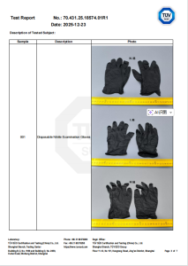 Nitrile gloves Black- EU Food Contact Materials Compliance Test Report