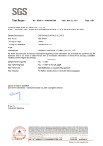Nitrile gloves Blue&Black US FDA 21CFR177.2600 FOOD GRADE TEST REPORT
