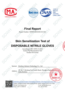 Nitrile gloves ISO10993-10 2021 Skin sensitization Test Report