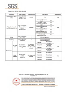 Nitrile gloves SGS EN374 Test Report