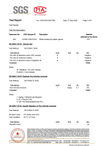 Vinyl(PVC) GLOVES SGS GB4806.7-2016 TEST REPORT