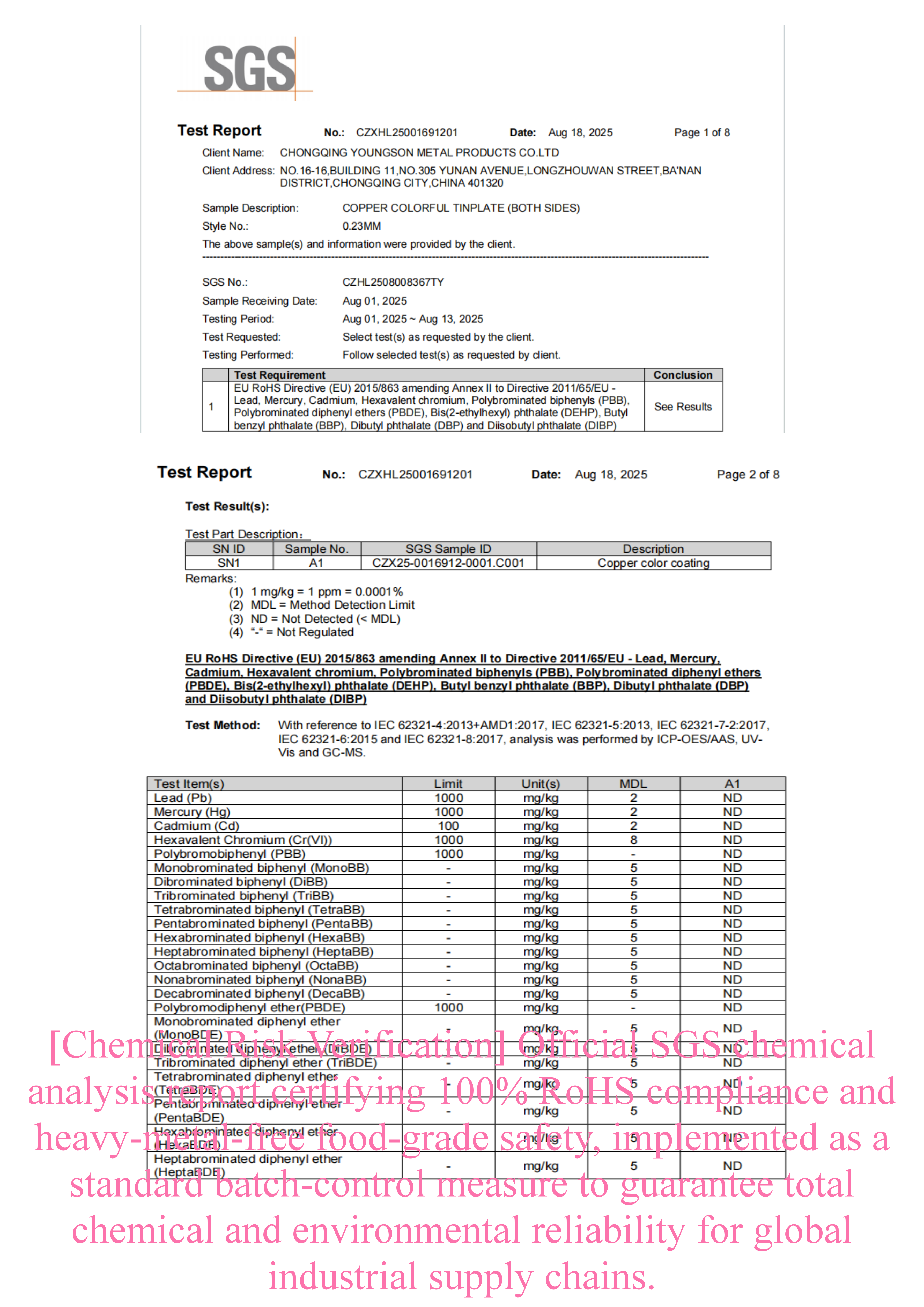 SGS and RoHS passed heavy metal free food grade precision steel strip for can making