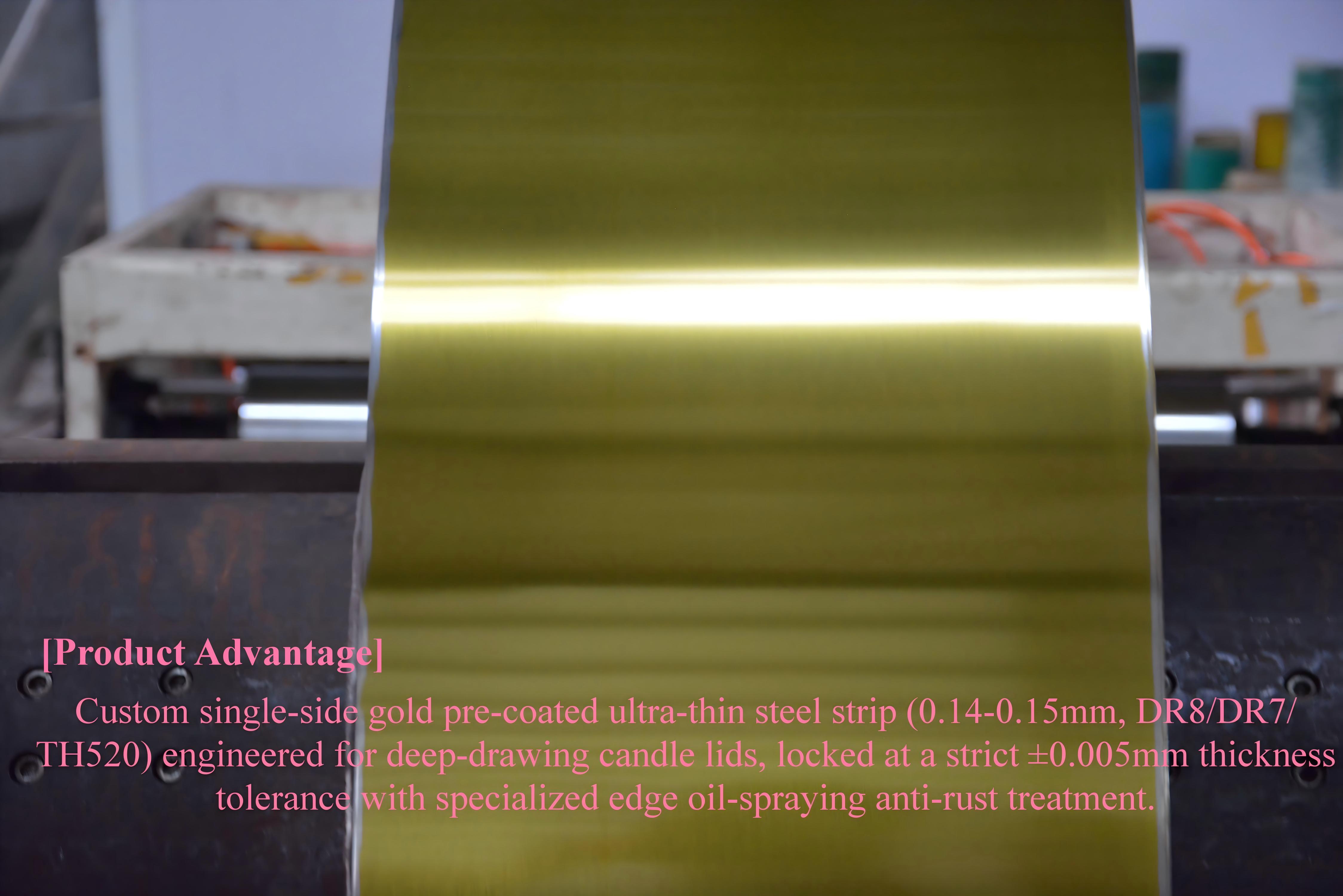 0.14mm deep-drawing gold tinplate strip production for candle lid application