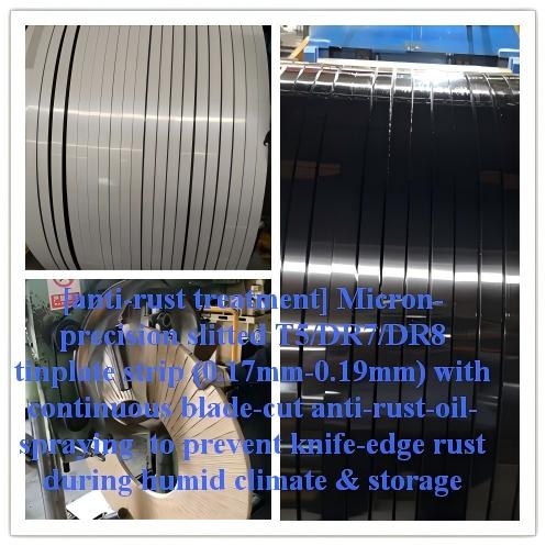 Anti rust edge slitted DR8 tinplate strip