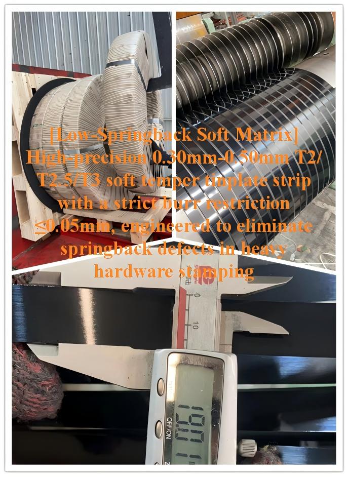 Heavy gauge T2 T3 soft temper tinplate strip for hardware stamping