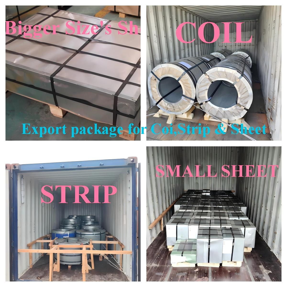 Export packaging of color coated steel coils prepared for global shipment