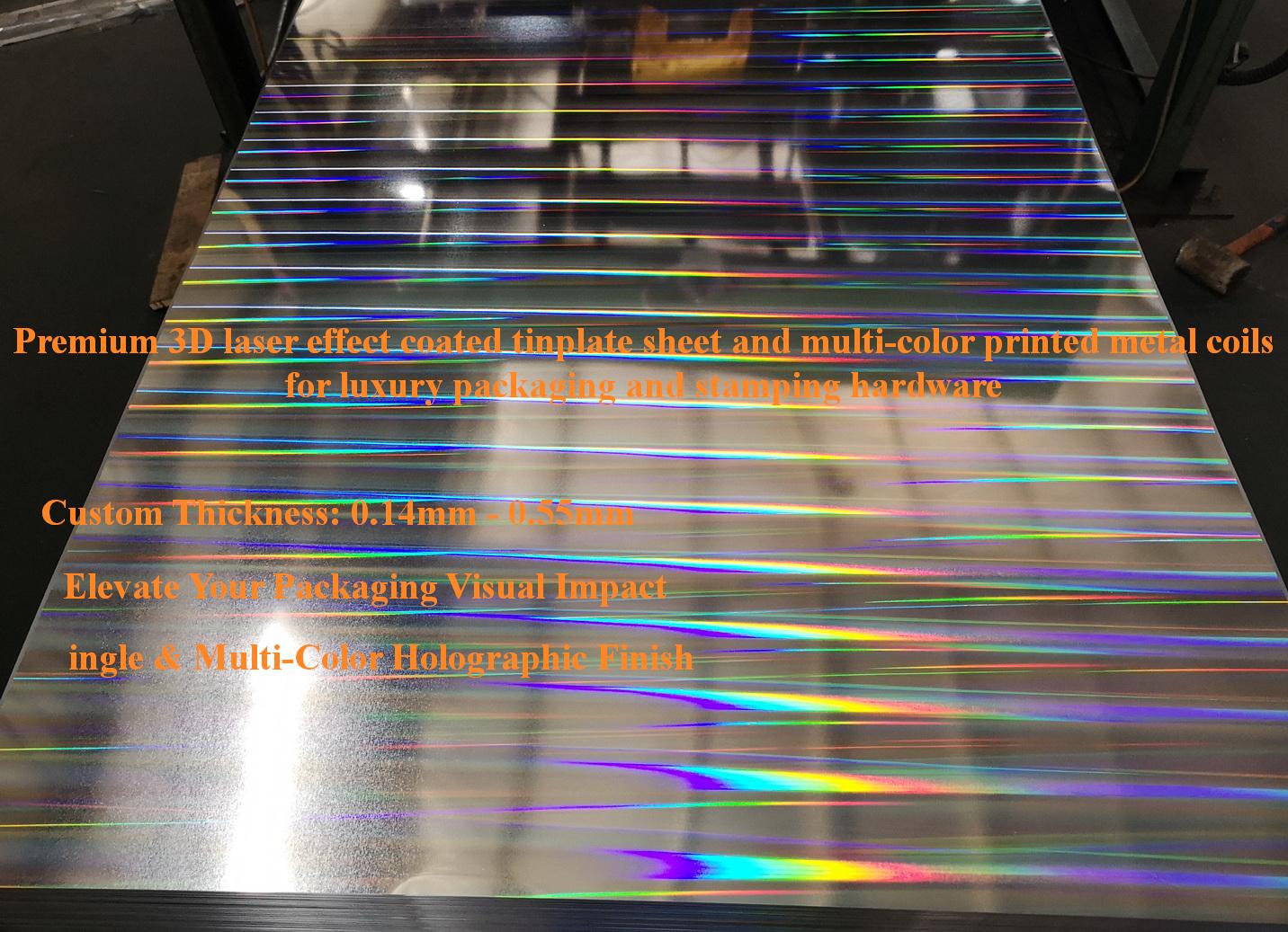 3D laser effect coated tinplate sheet for premium packaging