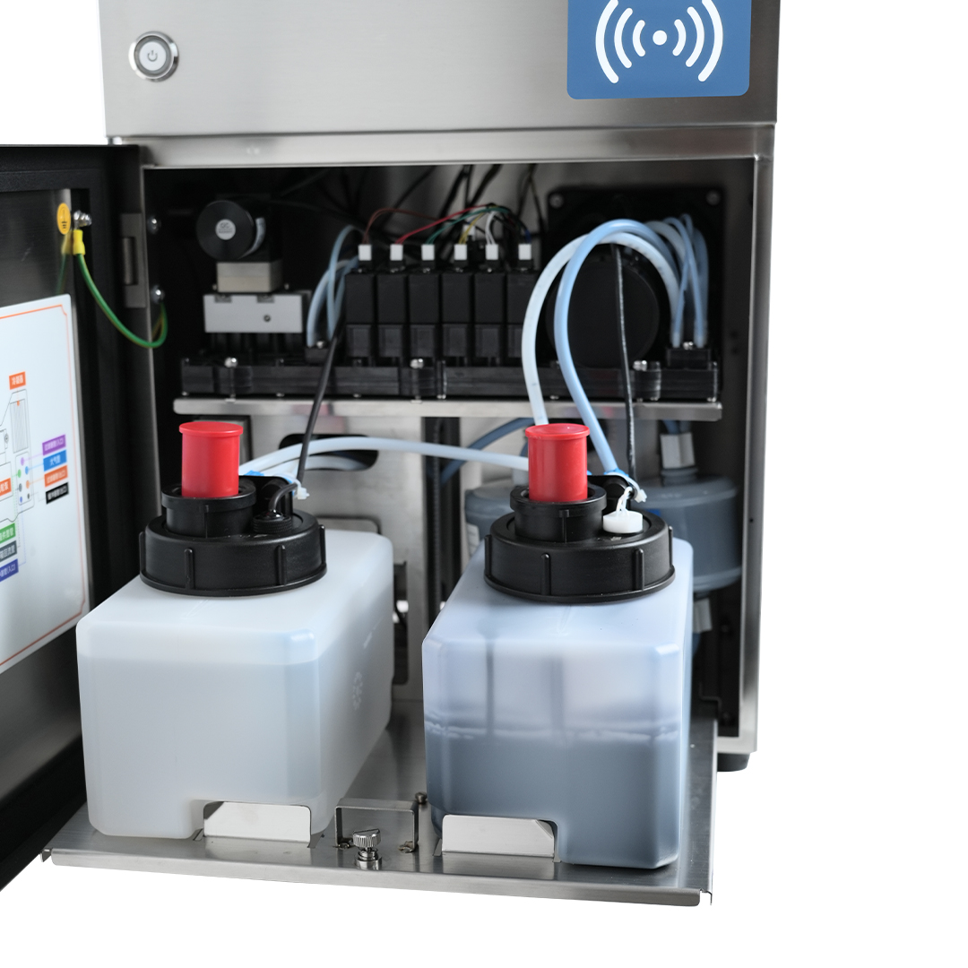 DOCOD S300plus Continuous Inkjet Printer ink bottle compartment and ink system