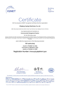 ISO 14001:2015 Environmental Management System Certificate