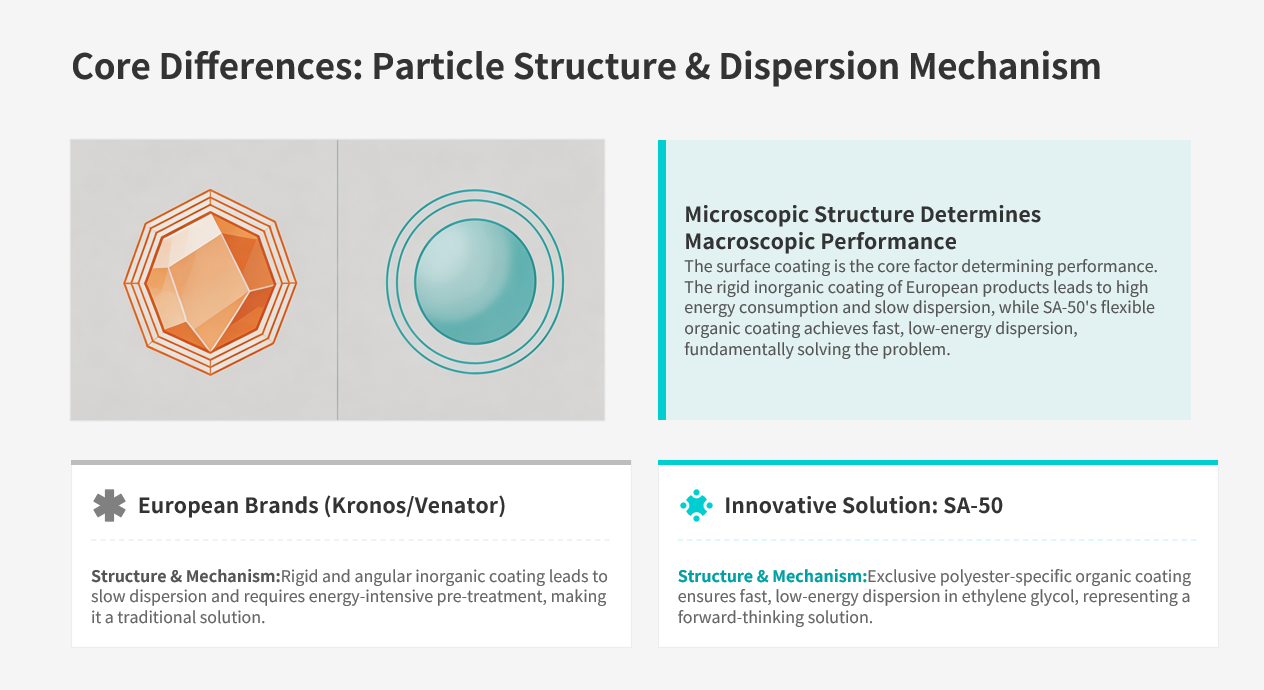 Comparison of coating structure between SA-50 (organic) and European inorganic double coating
