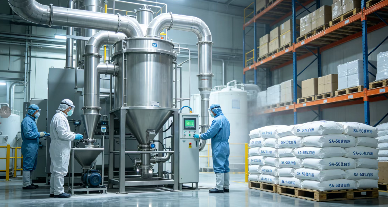 Fiber-grade titanium dioxide in 25 kg sealed industrial bags for PET spinning supply