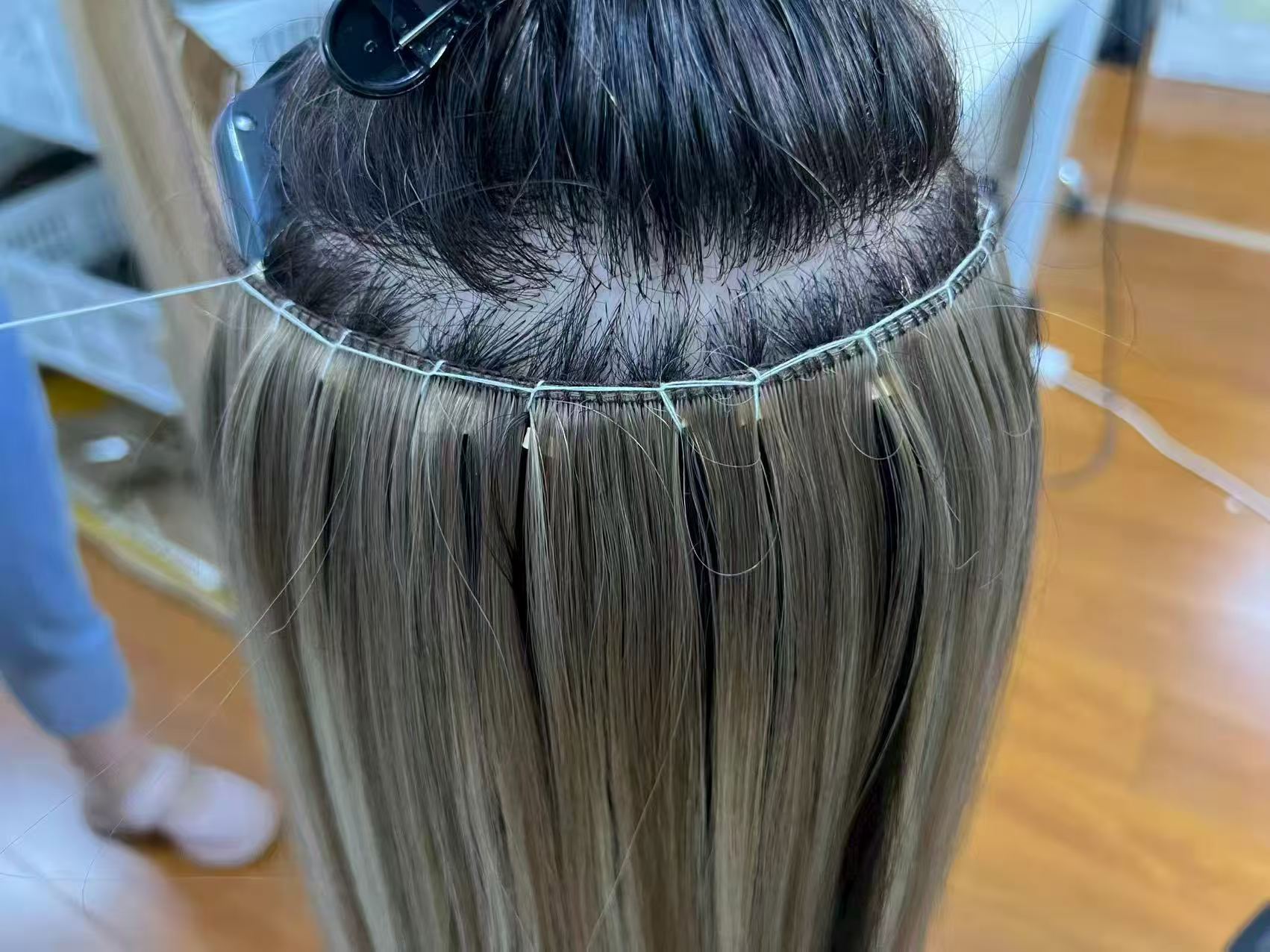 Dolas Dream genius weft hair extension case – salon application for thinning hair