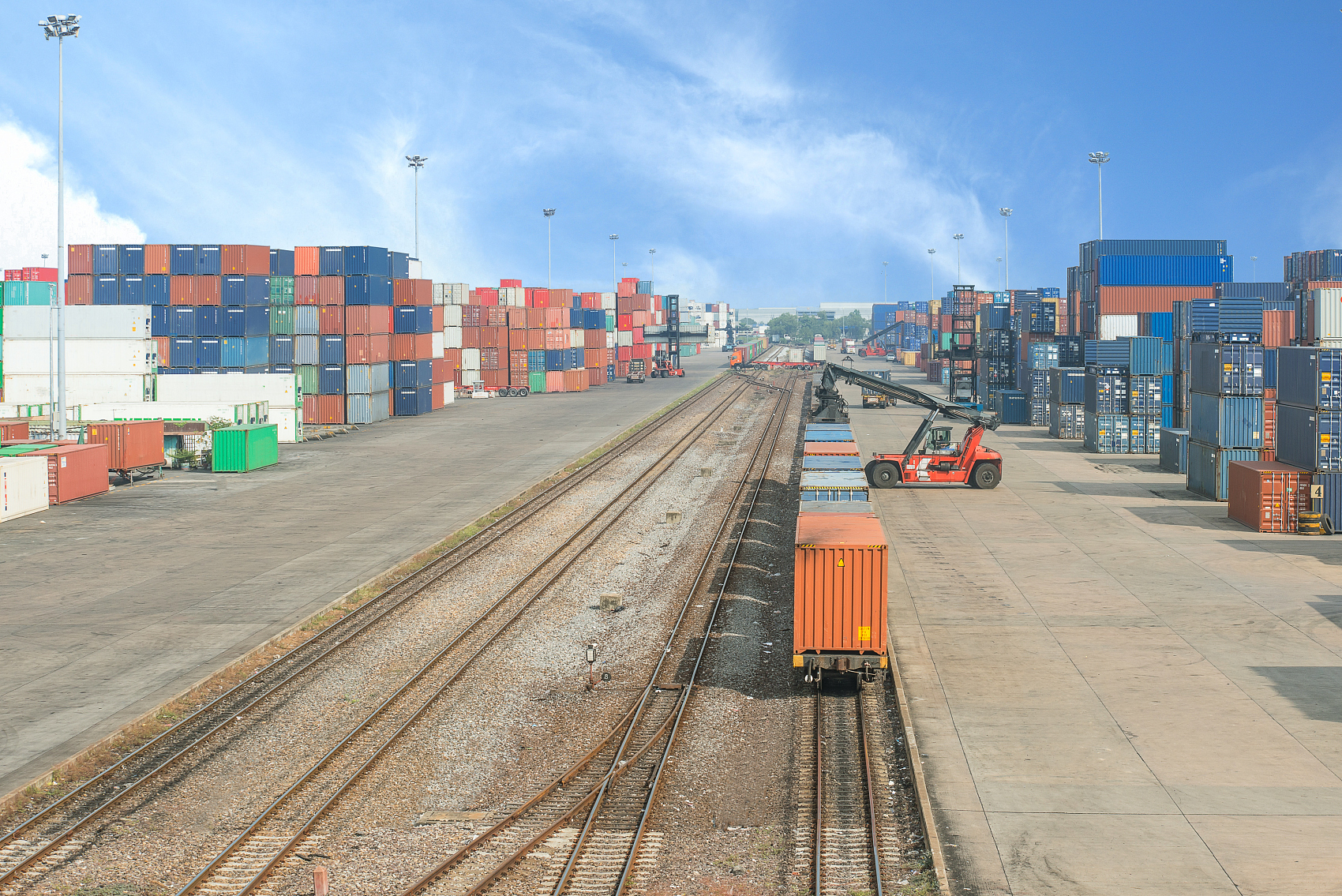 Railway port logistics scene representing customs clearance infrastructure