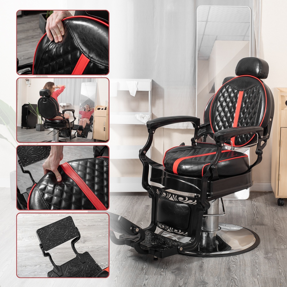 Barber chair HZ87102RB detail of armrest