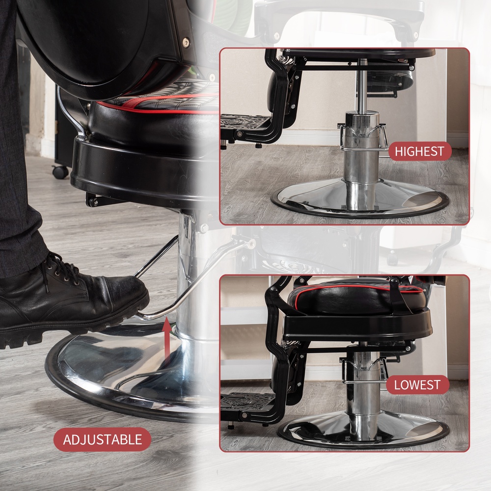 Heavy duty barber chair model HZ87102RB with aluminium alloy frame