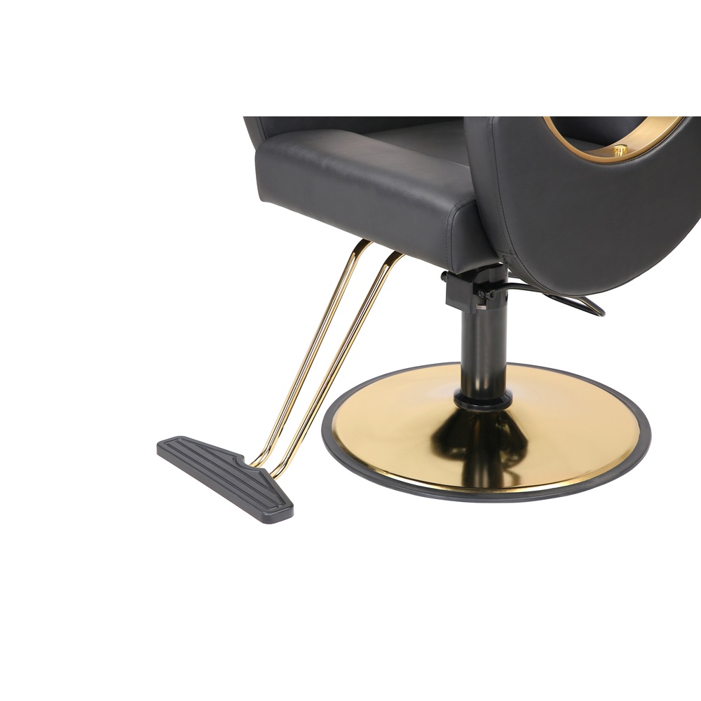 Barber chair HZ8765BK side view showing hydraulic lift mechanism
