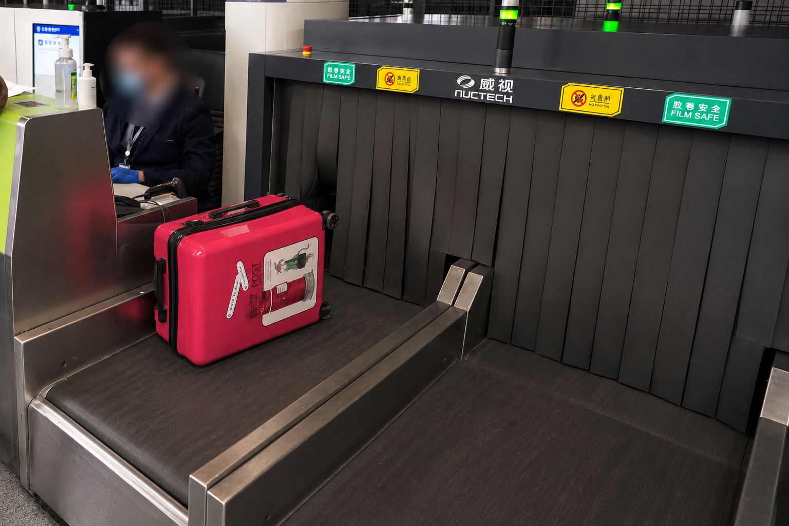Airport security screening conveyor using SEAPARKS drum motor