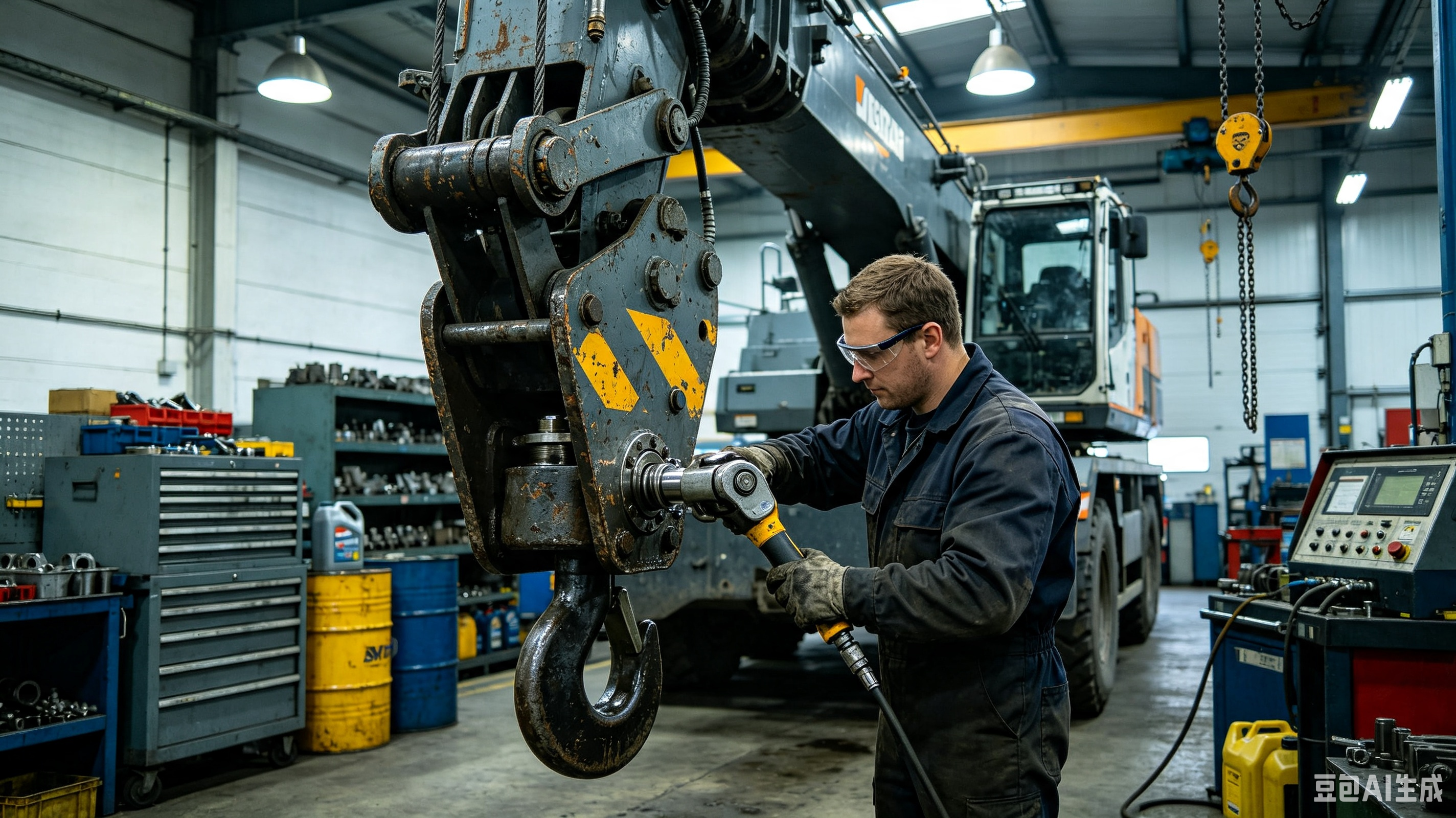 Truck crane repair and maintenance work using matched replacement parts