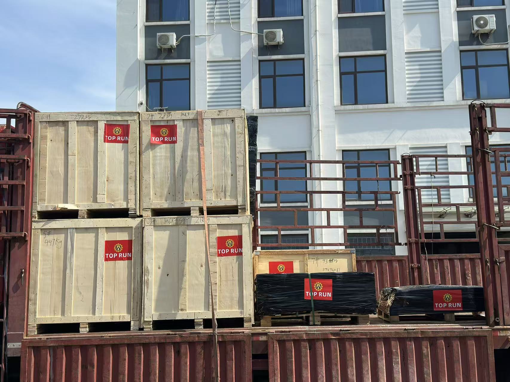 Shipment of truck crane spare parts prepared with export documentation for Chile