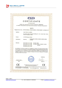 UHF RFID Reader & Writer CE Certificate of Conformity