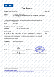 RFID Label REACH Test Report
