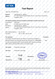 RFID Label RoHS 2.0 Test Report