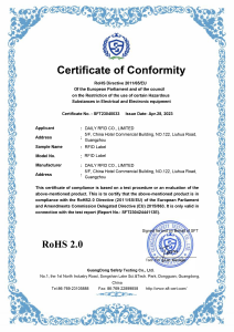 RFID Label RoHS 2.0 Certificate of Conformity