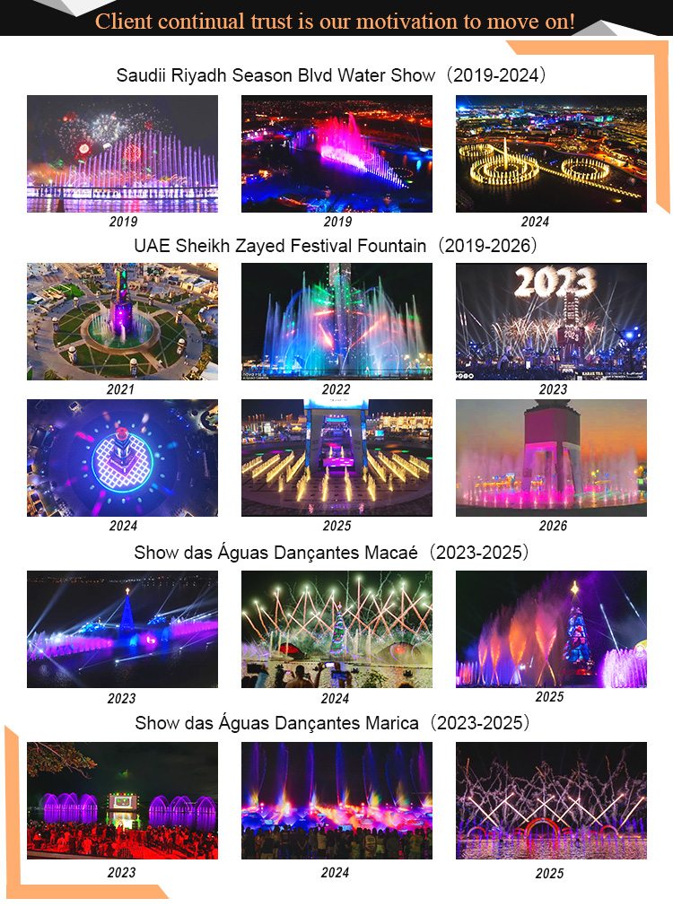 Repeat landmark musical fountain projects and long-term client partnerships